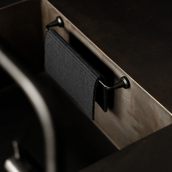 DEAL - Magnetic Dishcloth Holder Black Alu + Black Dishcloth
