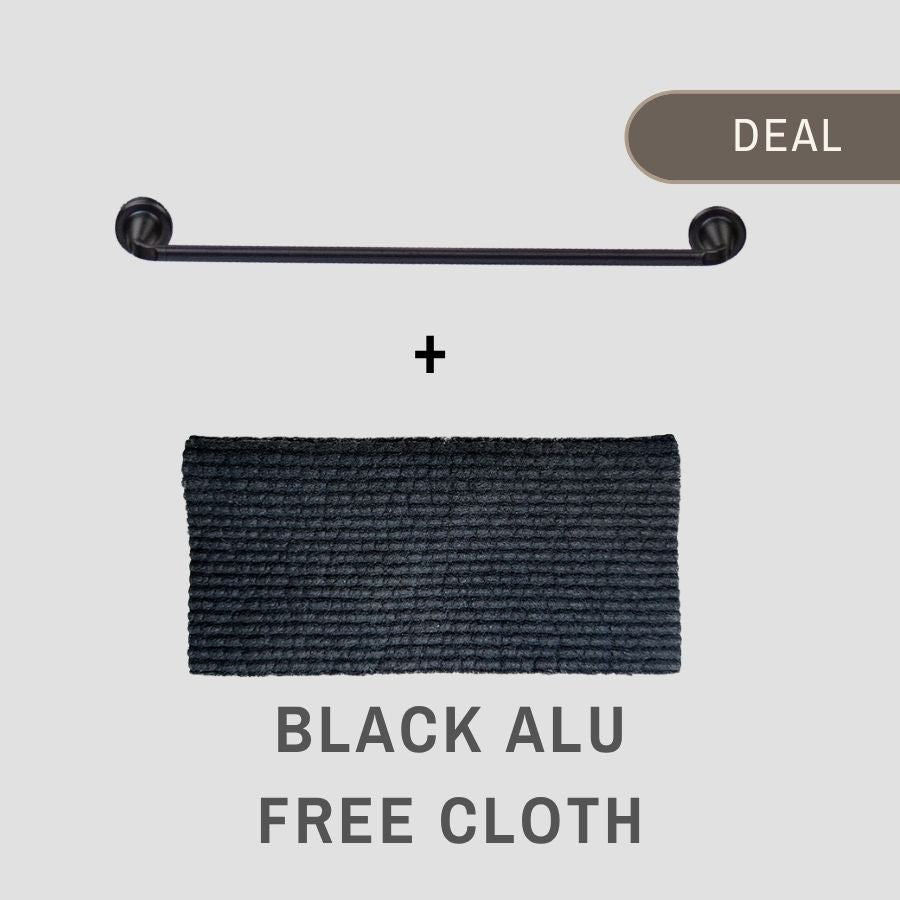 DEAL - Magnetic Dishcloth Holder Black Alu + Black Dishcloth